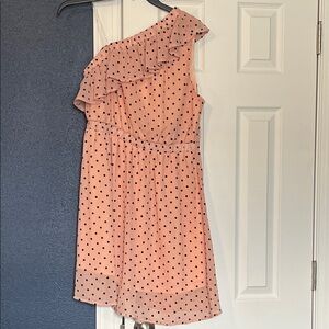 ANDREE BY UNIT Peach Polka Dot One-Shoulder Dress